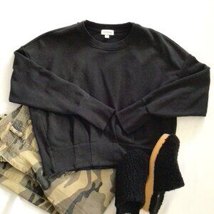 Evereve Corset Detail Sweatshirt Black Sz S
